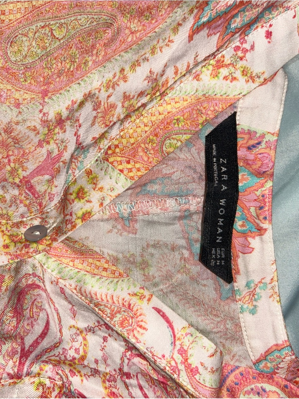 Zara Coral, Cream & Gold Paisley High-Low Tunic Top - Picture 4 of 5